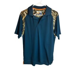 5 for $25🔥Small Magellan Outdoors Hunt Gear Green & Camouflage Polo Shirt